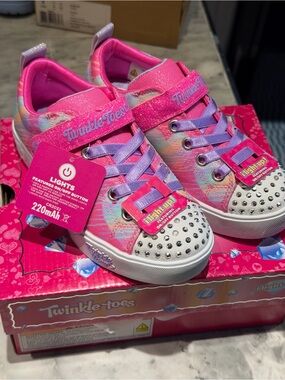 Girls' Pink Light-Up Glitter Sneakers